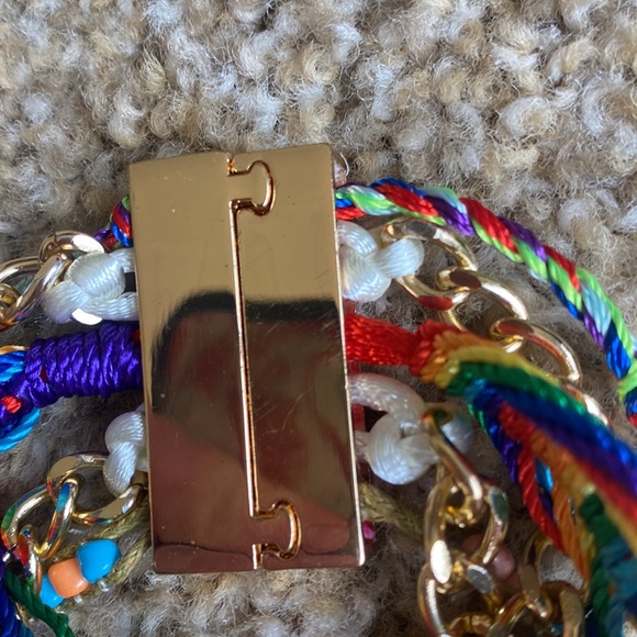 Rainbow Colored Braided and Beaded Bracelet - Picture 8 of 9